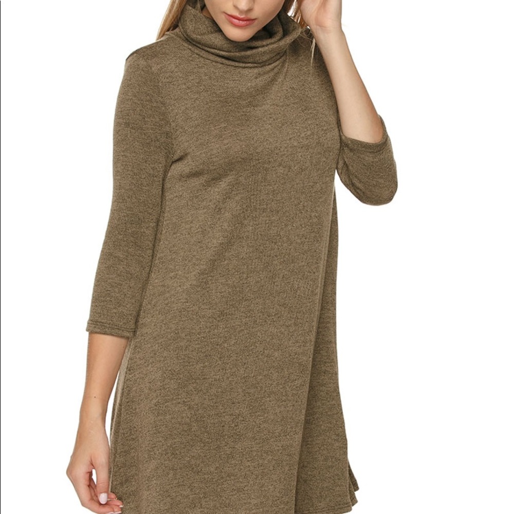 NWT Olive Green A-Line Turtle Neck Dress
